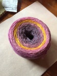 2nd Experiment, long color swatches, other side of yarn cake 