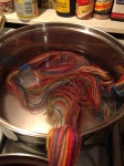 Yarn soaking before going into over-dye pot